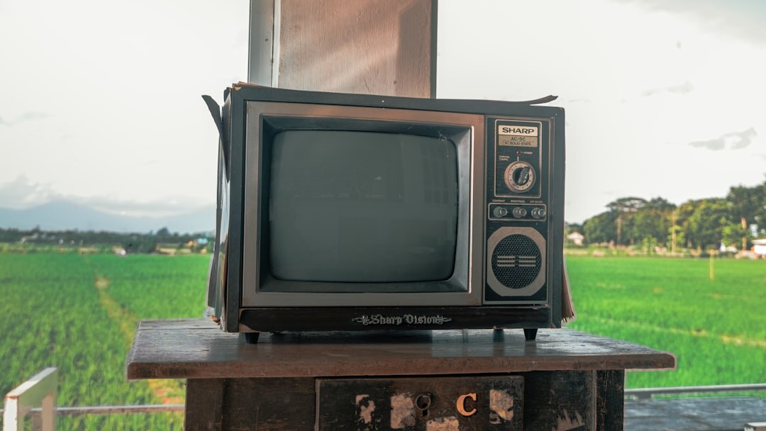 old tv set with ads