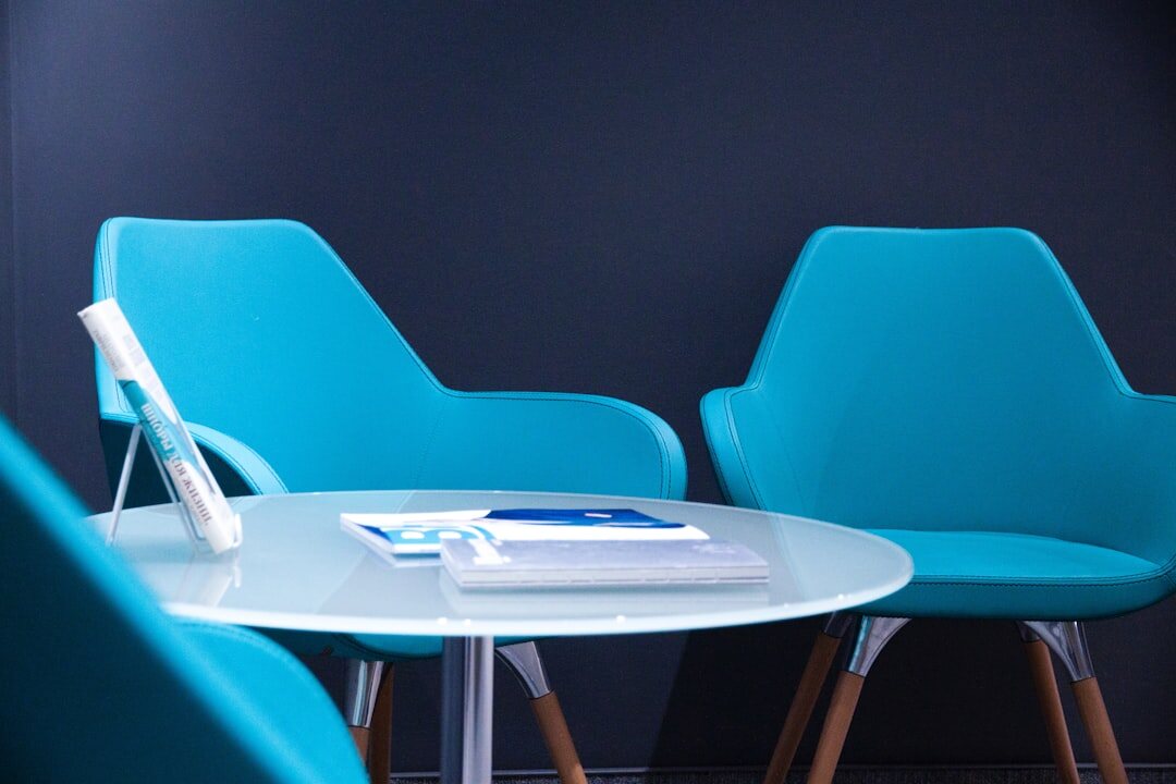 Reception desk in a modern media office